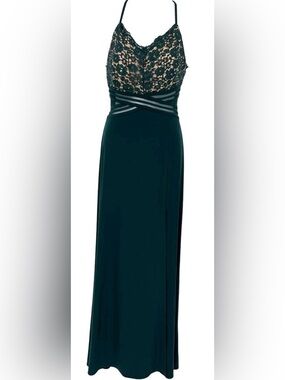 Morgan & Co. Hunter Green Lace Bodice Maxi Dress
